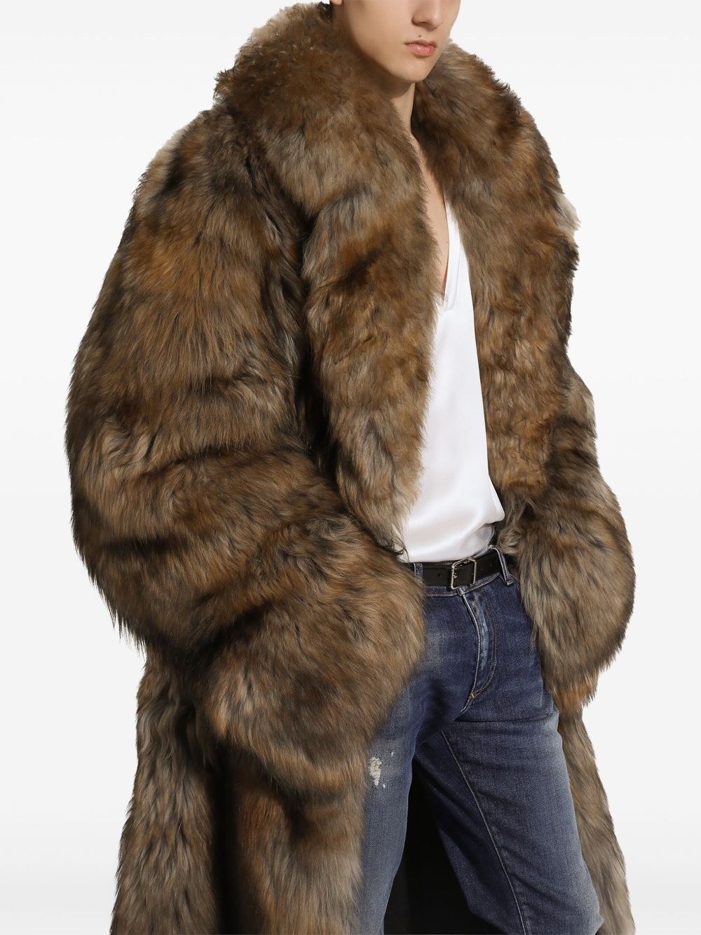 shearling long coat - 5