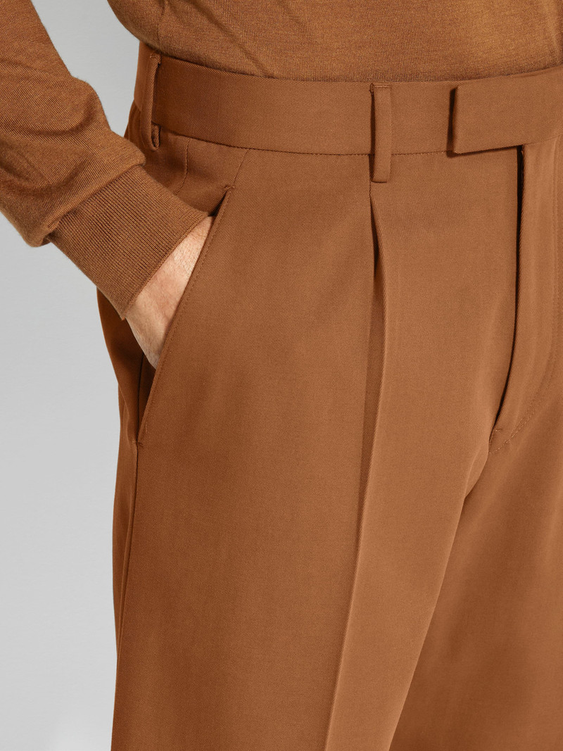 ZEGNA DARK FOLIAGE COTTON AND WOOL PANTS outlook