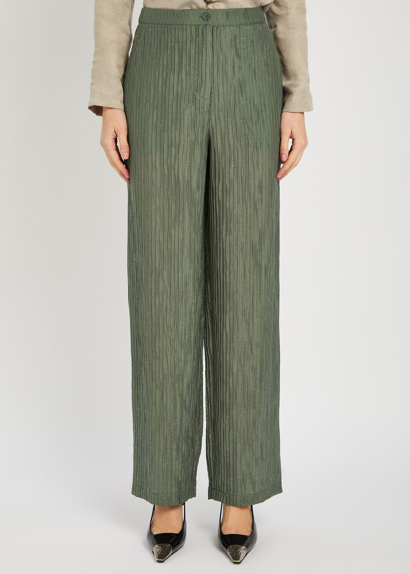 EMPORIO ARMANI Emporio Armani Crinkled Straight-leg Trousers outlook