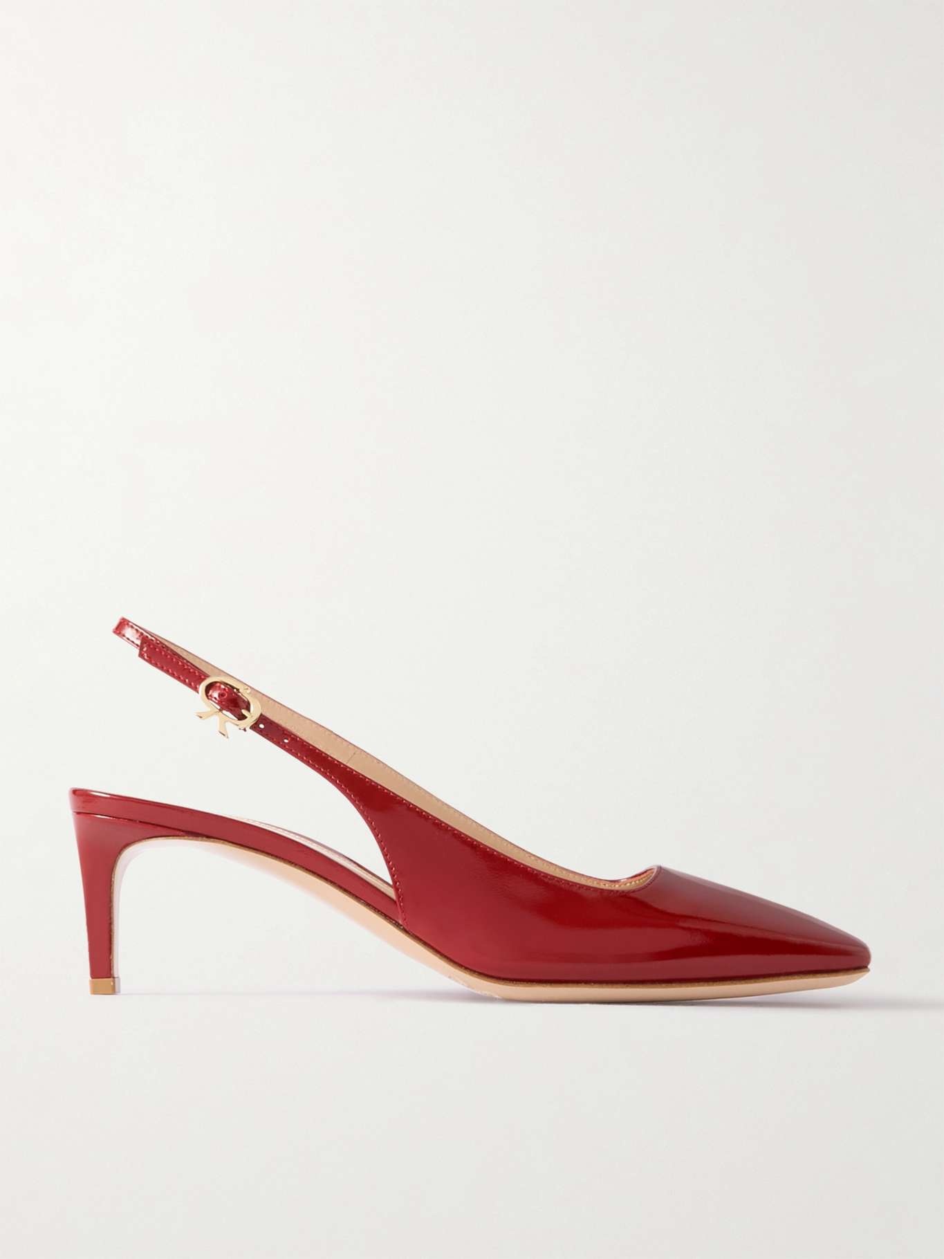 Nuit 55 glossed-leather slingback pumps - 1