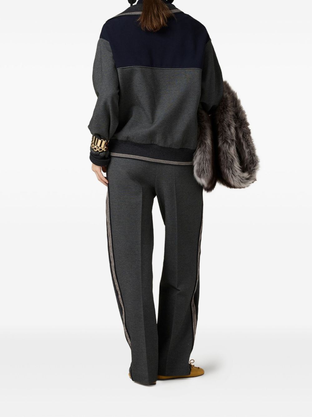 side-stripe knit pants - 3