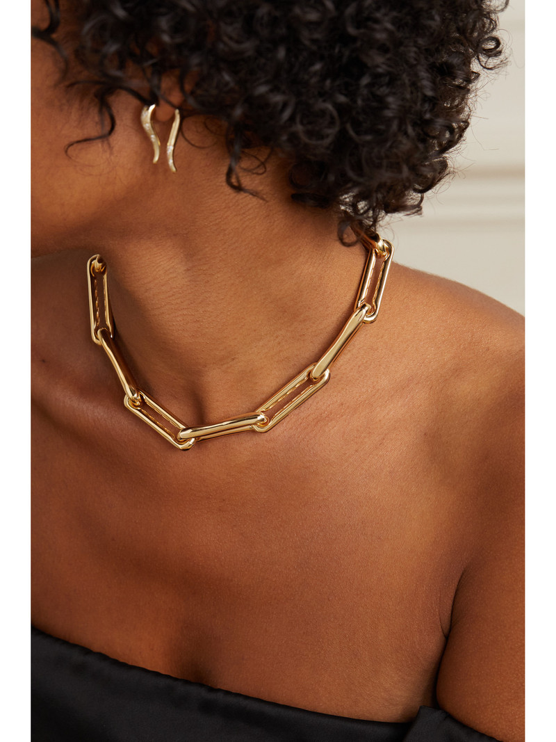 LAUREN RUBINSKI Extra Large 14-karat Gold And Enamel Necklace outlook