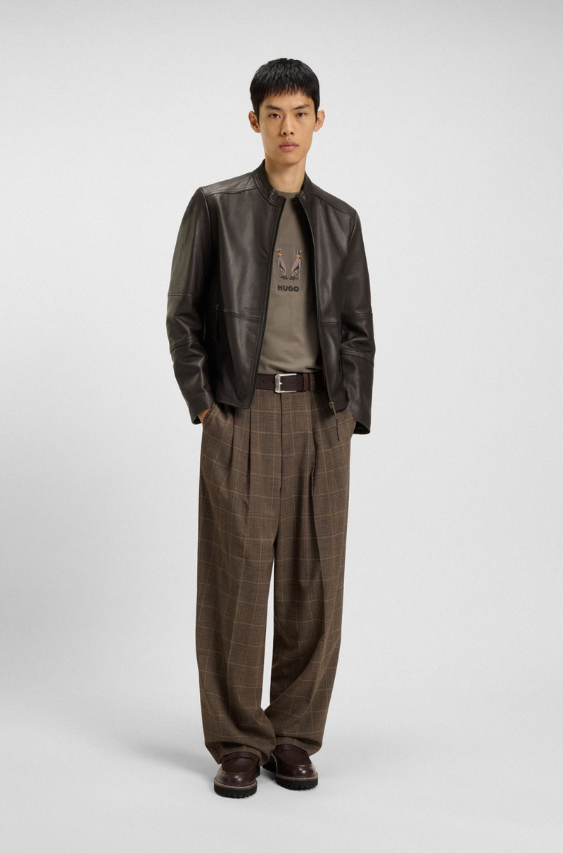 HUGO GRAINED-LEATHER JACKET IN A SLIM FIT outlook