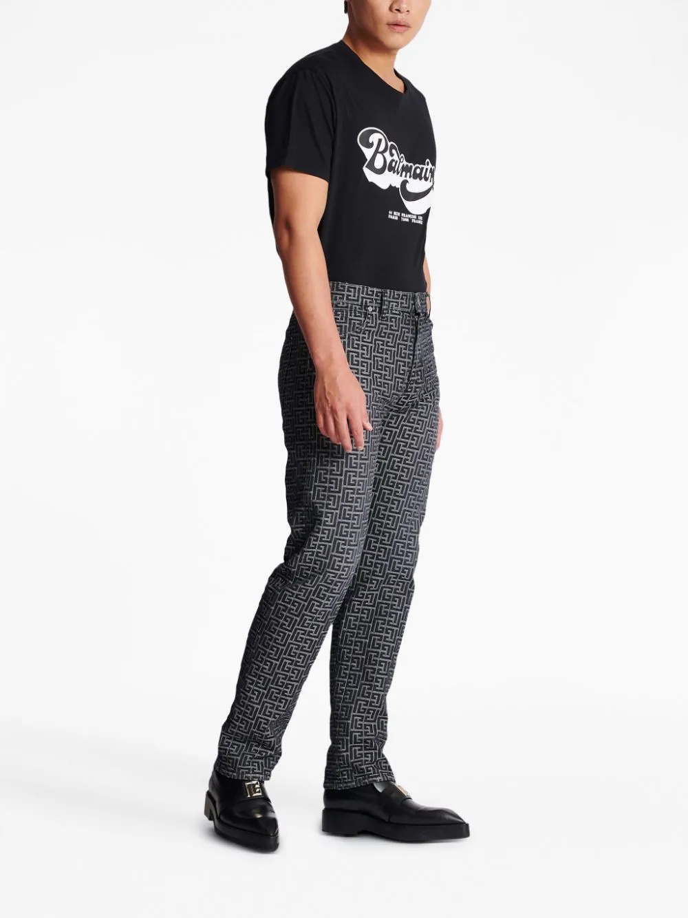 Balmain Jacquard Monogram Straight Jeans | club21 | REVERSIBLE