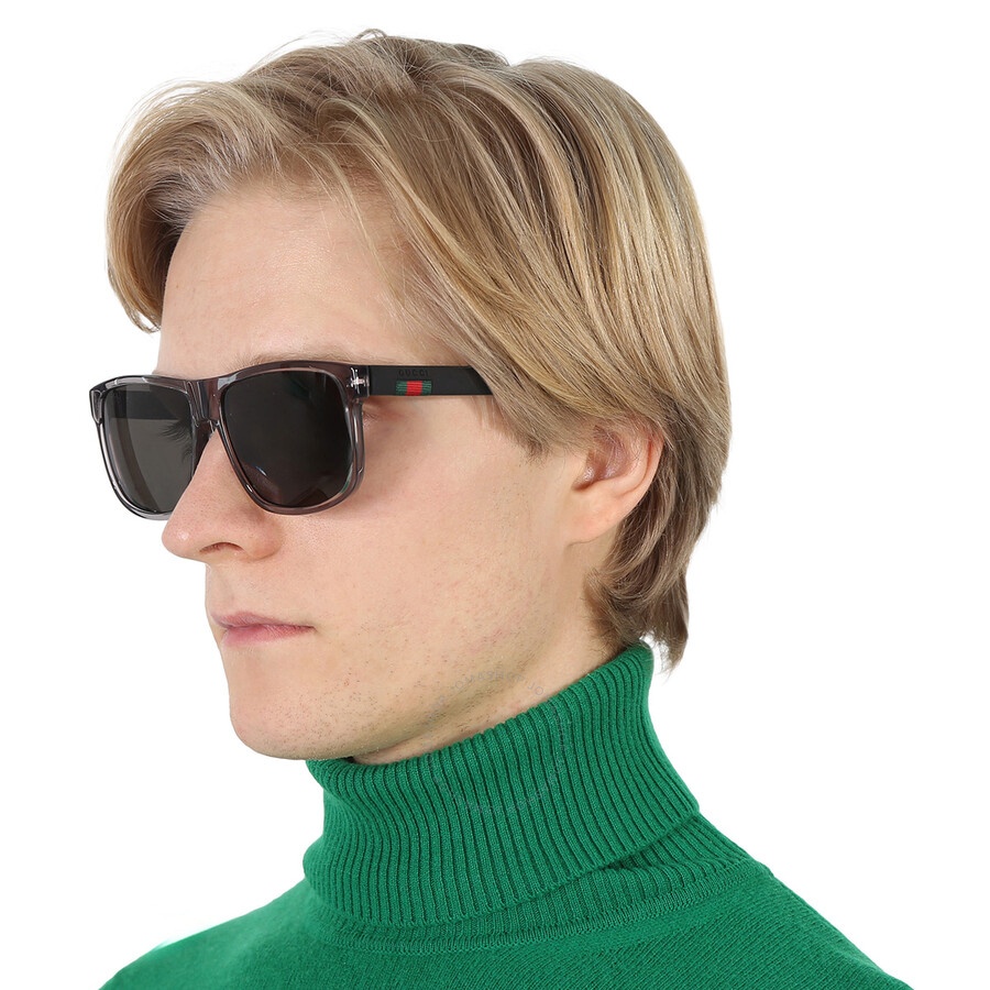 Gucci Grey Rectangular Polarized Men's Sunglasses GG0010S 004 58 - 2