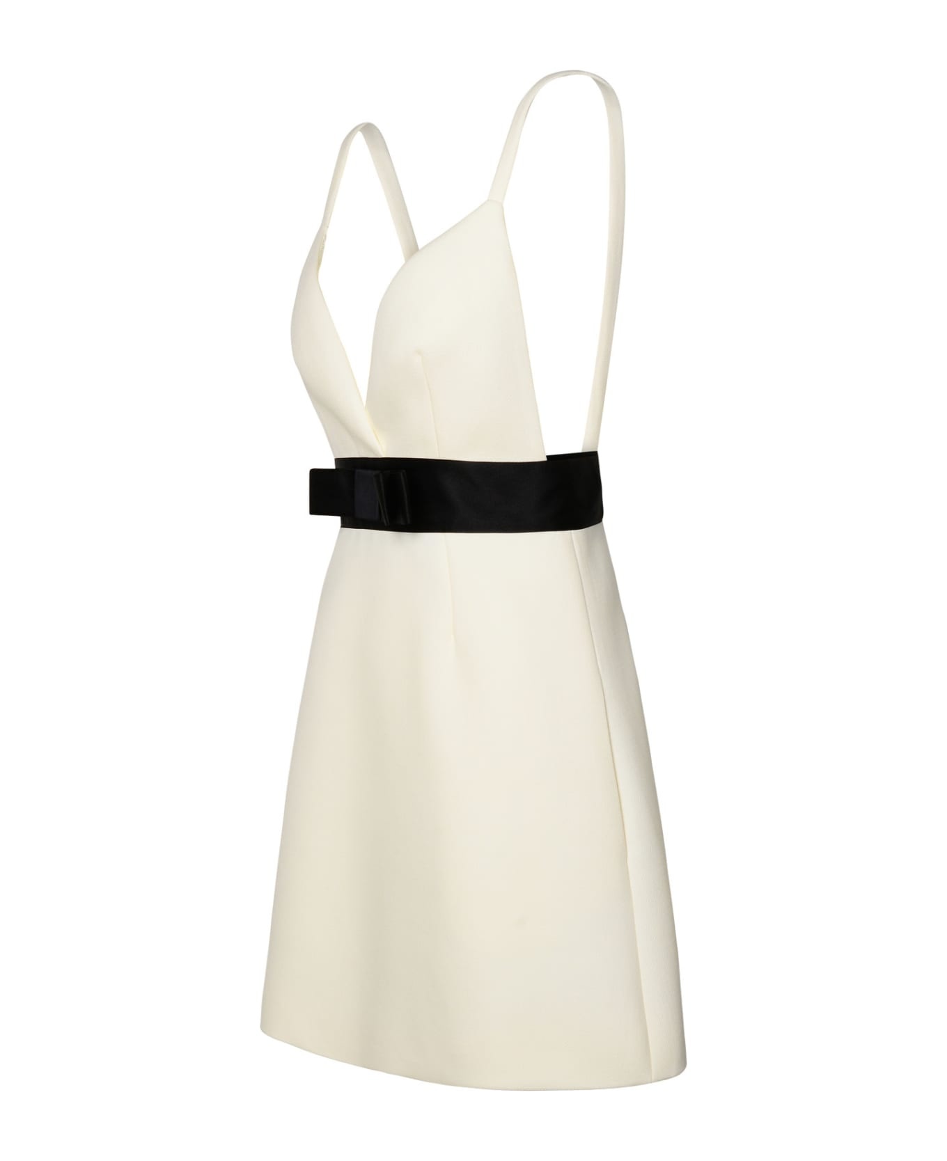 Short Dress With Shoulder Straps And Satin Belt - 2
