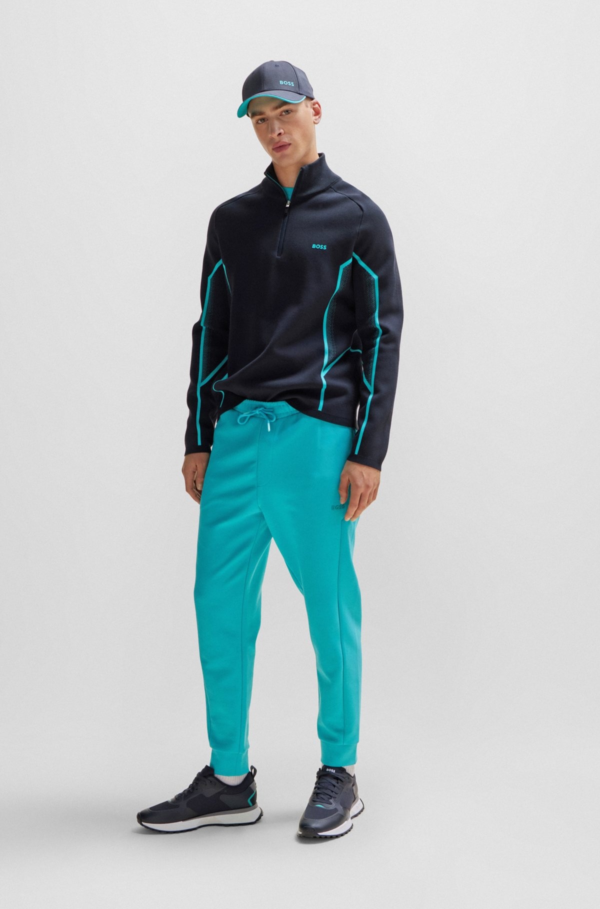 MIXED-MATERIAL TRAINERS WITH MESH DETAILS AND BRANDING - 3