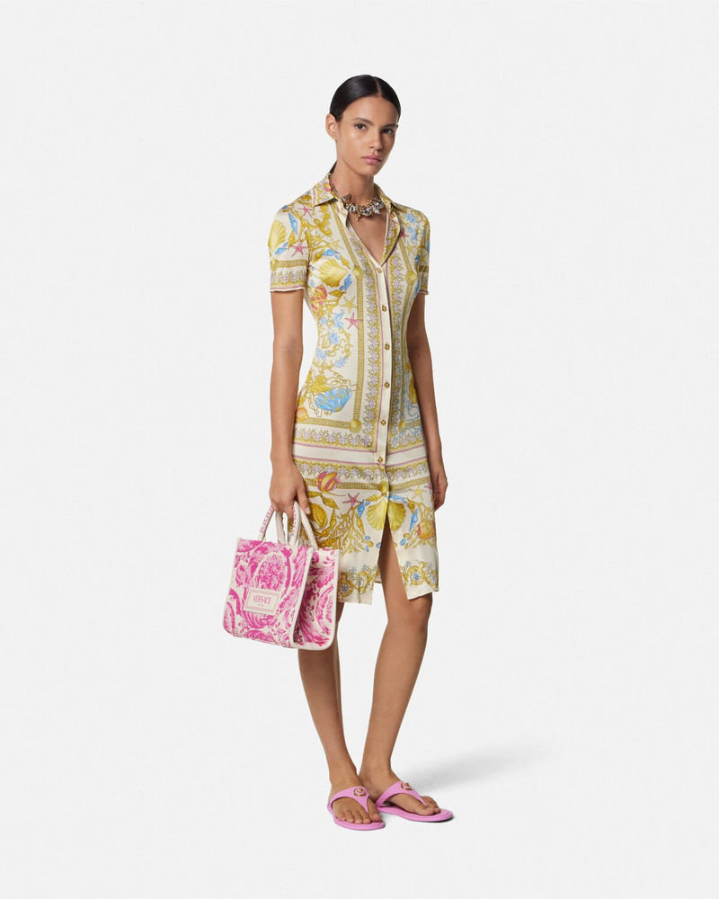 VERSACE Underwater Barocco Fitted Midi Shirt Dress outlook