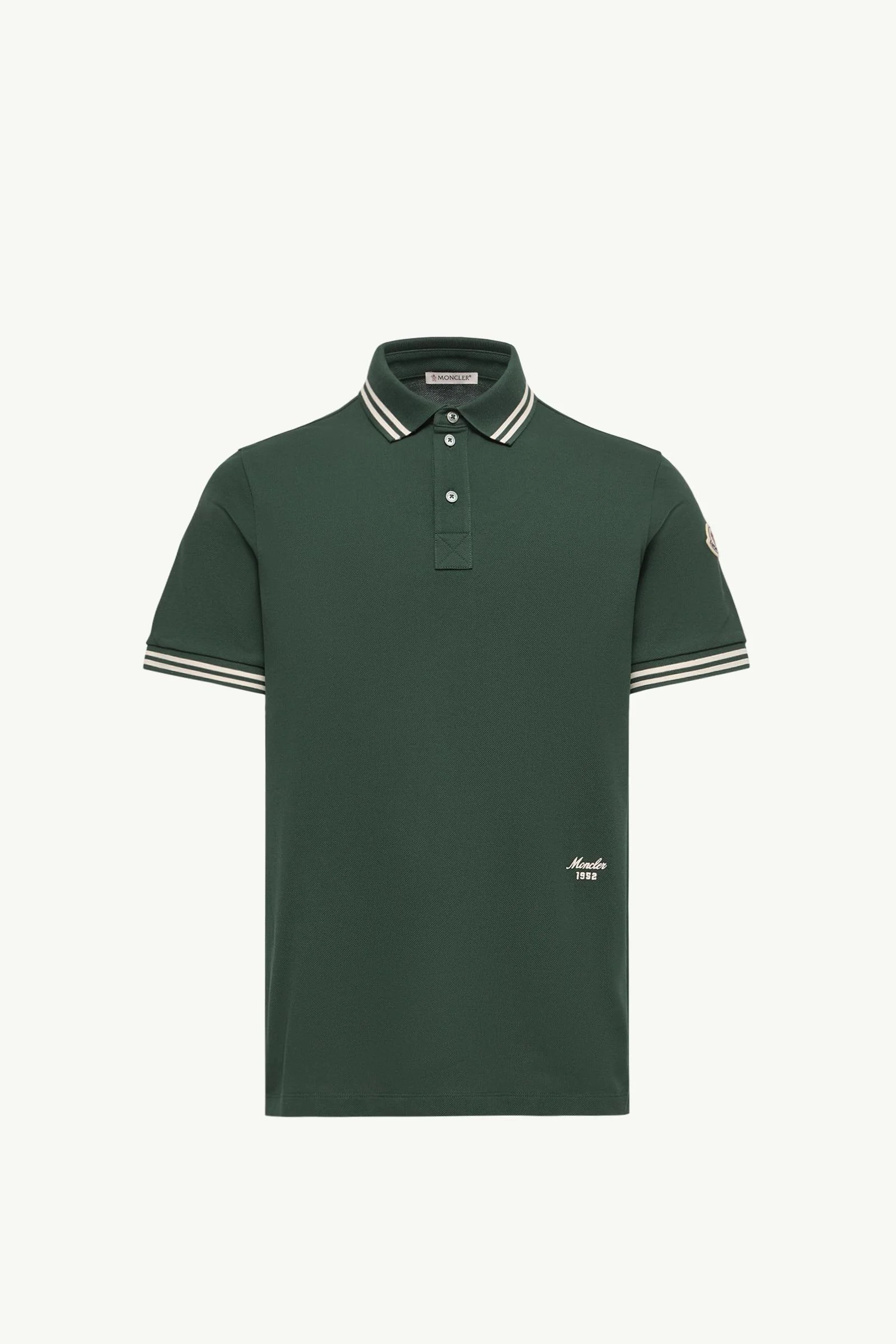 Striped Trim Cotton Piquet Polo Shirt - 1