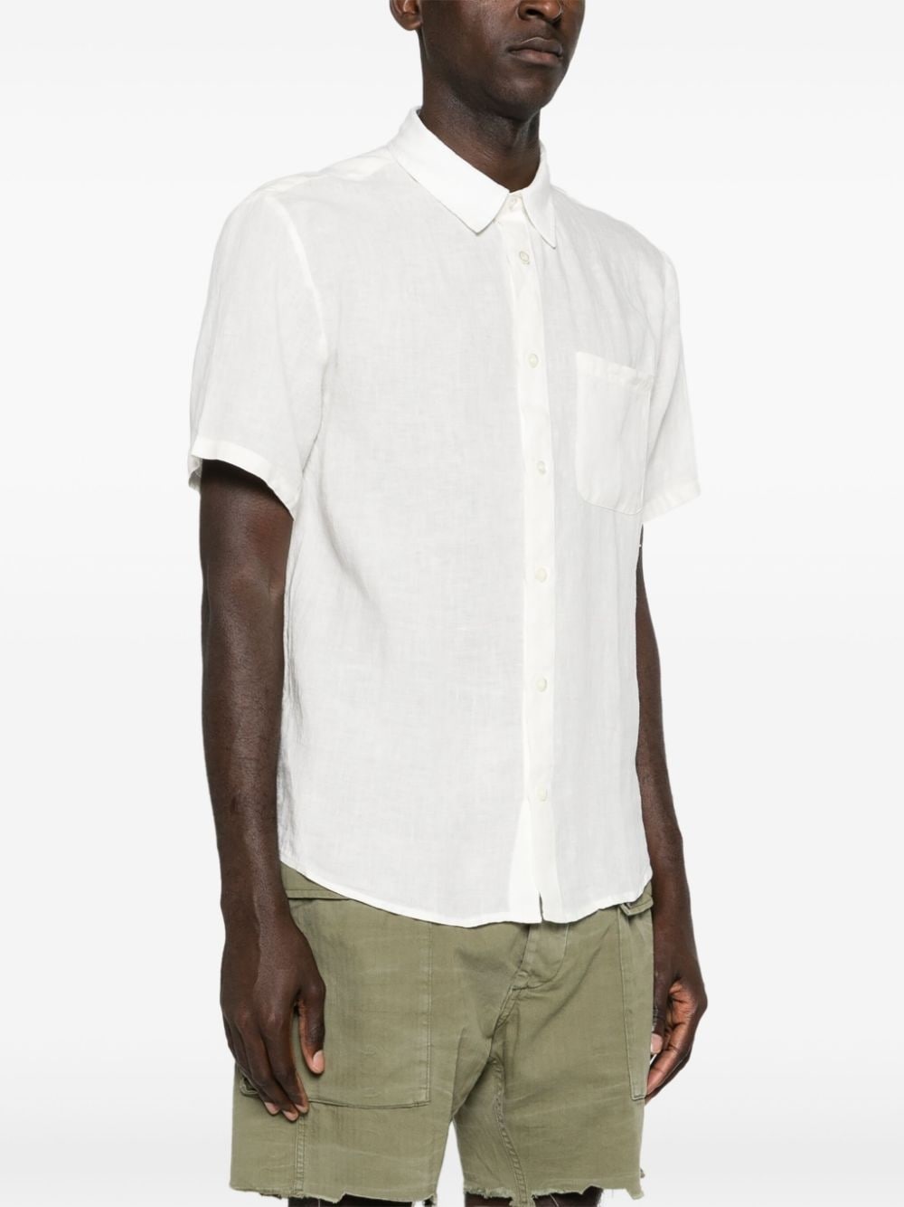 chest-pocket linen shirt - 3