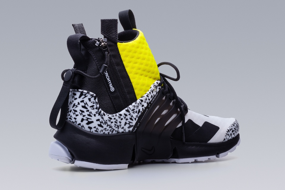 APM2-100 Nike® Air Presto Mid / Acronym® White/Dynamic Yellow/Black - 4