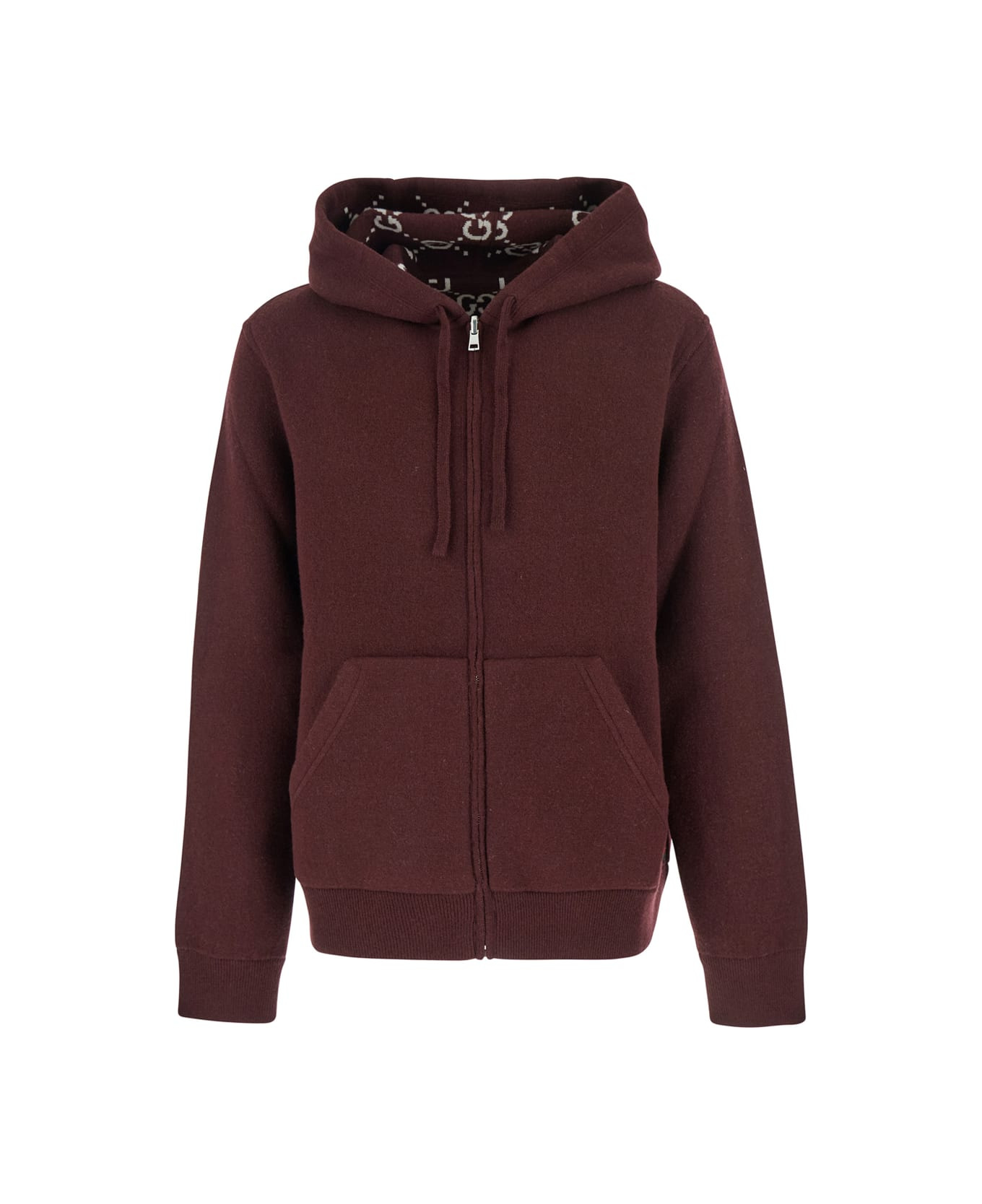 Bordeaux Reversible Cardigan With Drawstring Hood In Wool Man - 1