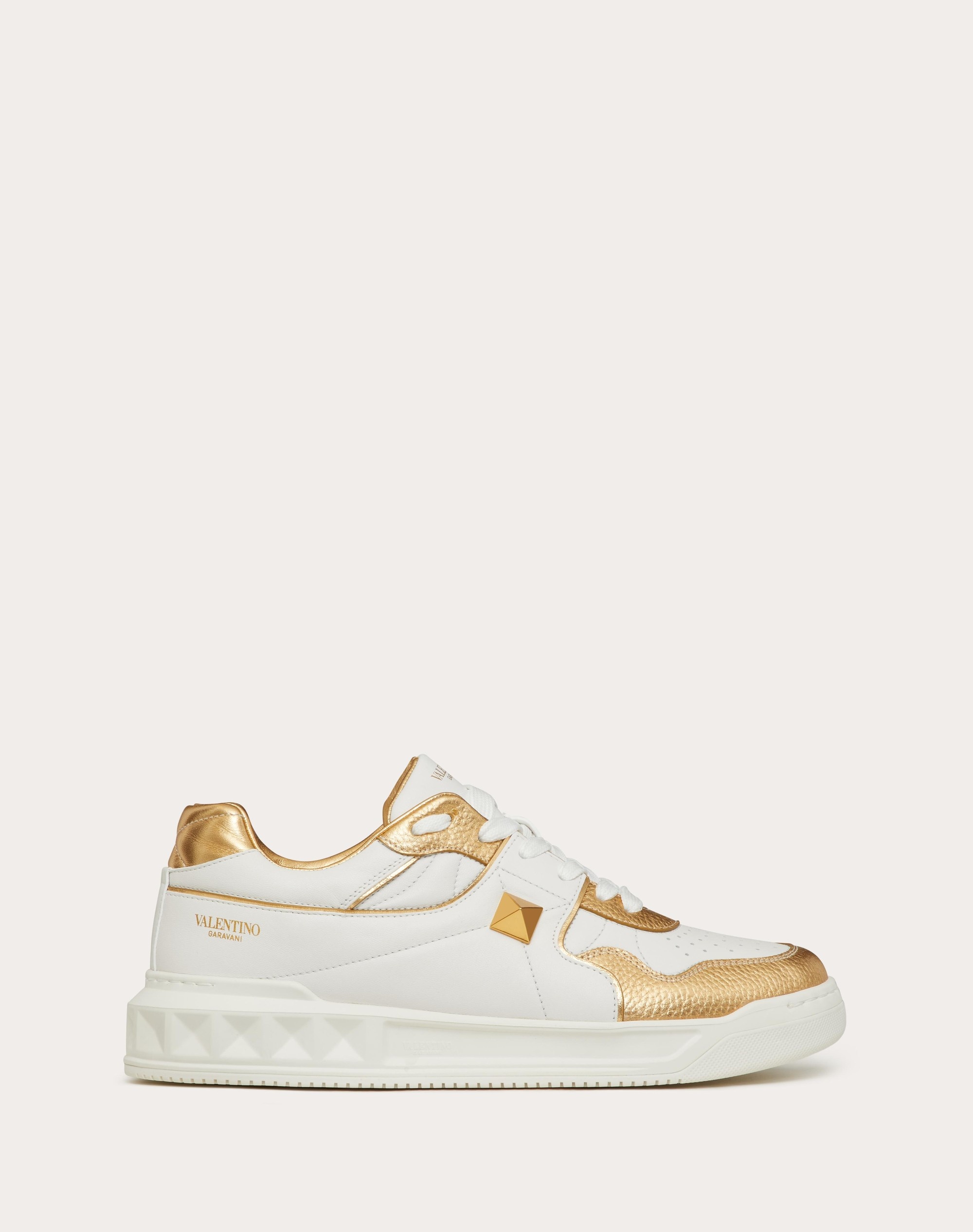 Valentino ONE STUD LOW-TOP SNEAKER IN NAPPA WITH METALLIC