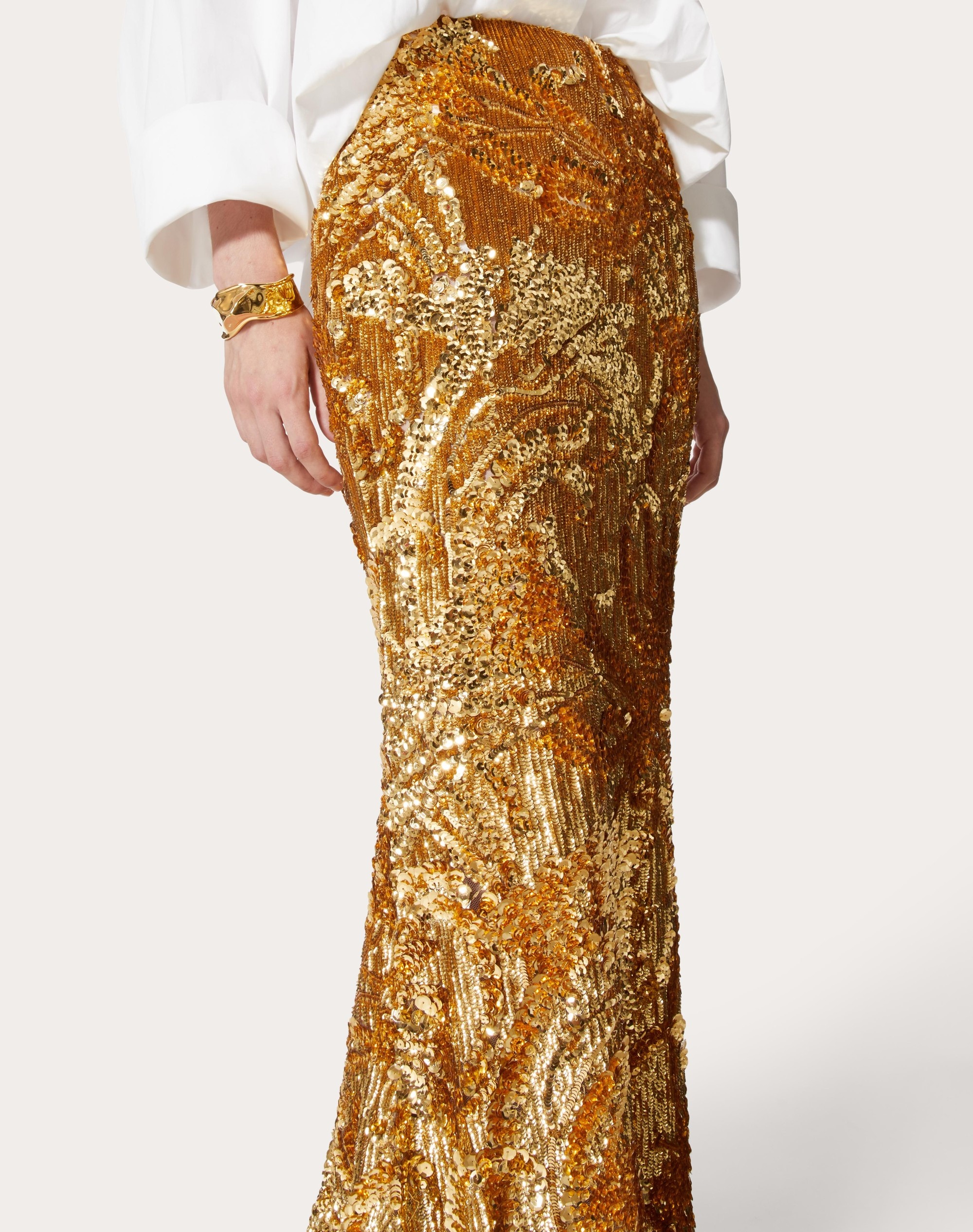 TULLE ILLUSIONE EMBROIDERED LONG SKIRT - 5