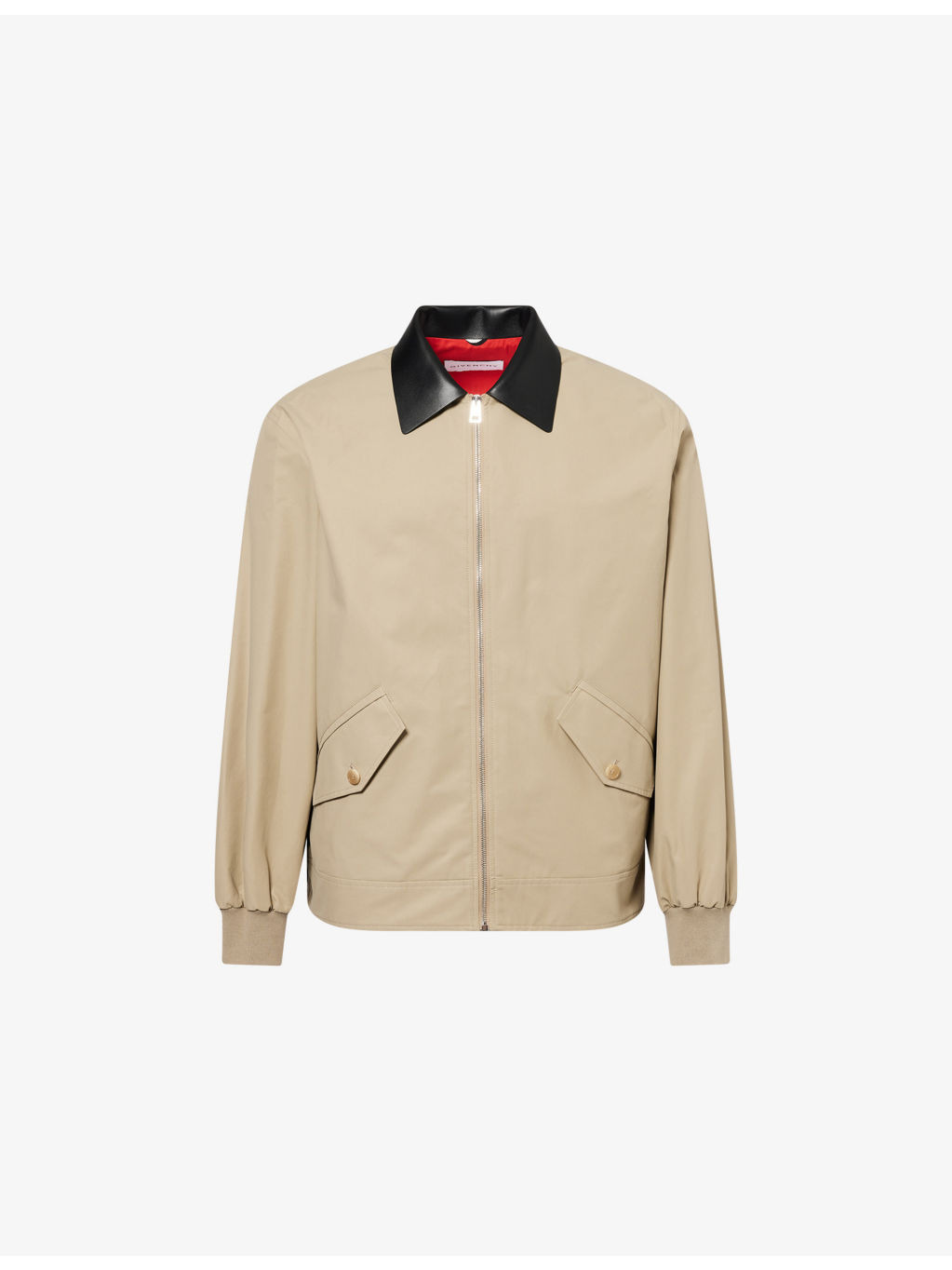 Leather-Collar Cotton-Blend Harrington Jacket - 1