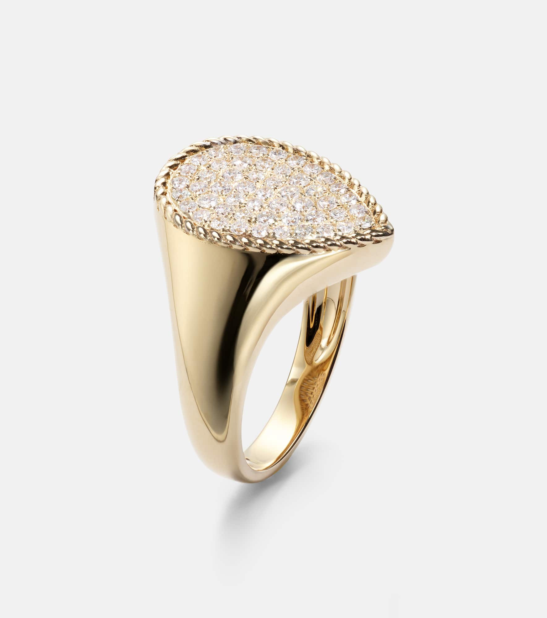 18kt gold pinky ring with diamonds - 4
