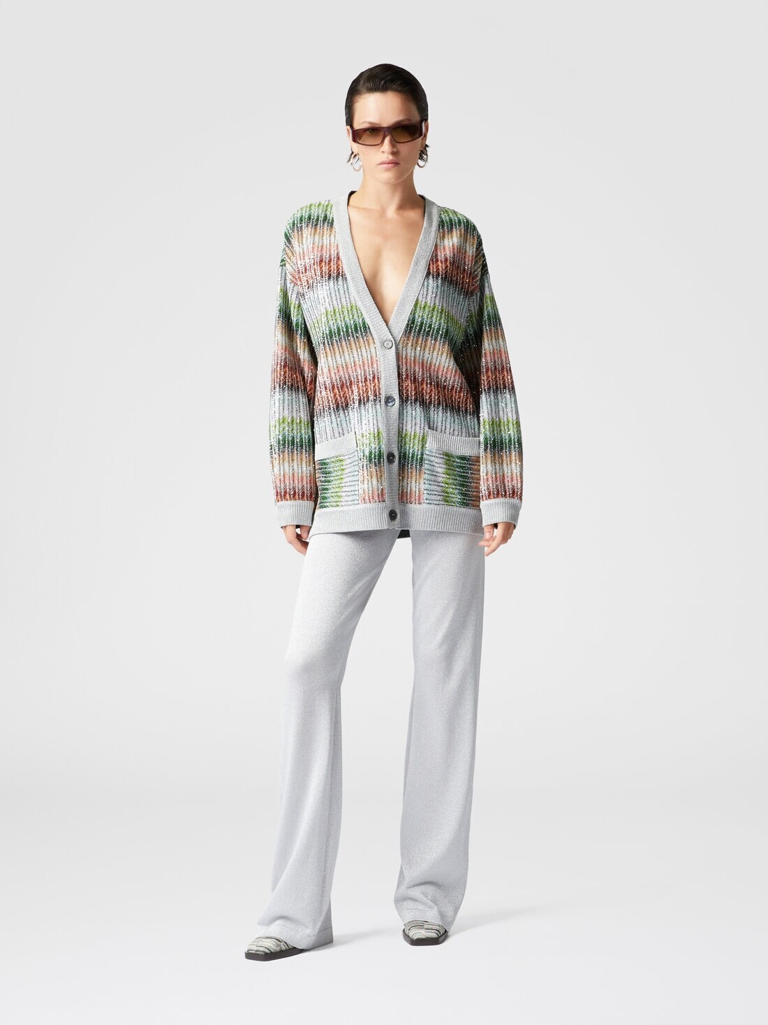 Straight trousers in lamé viscose - 2