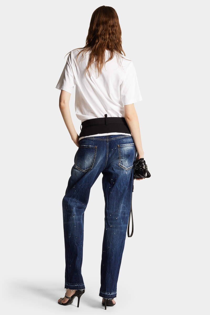 MEDIUM WHITE & BLUE SPOTS LOOSE JEANS - 4