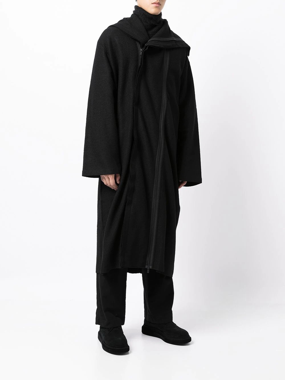 zip-up midi coat - 3