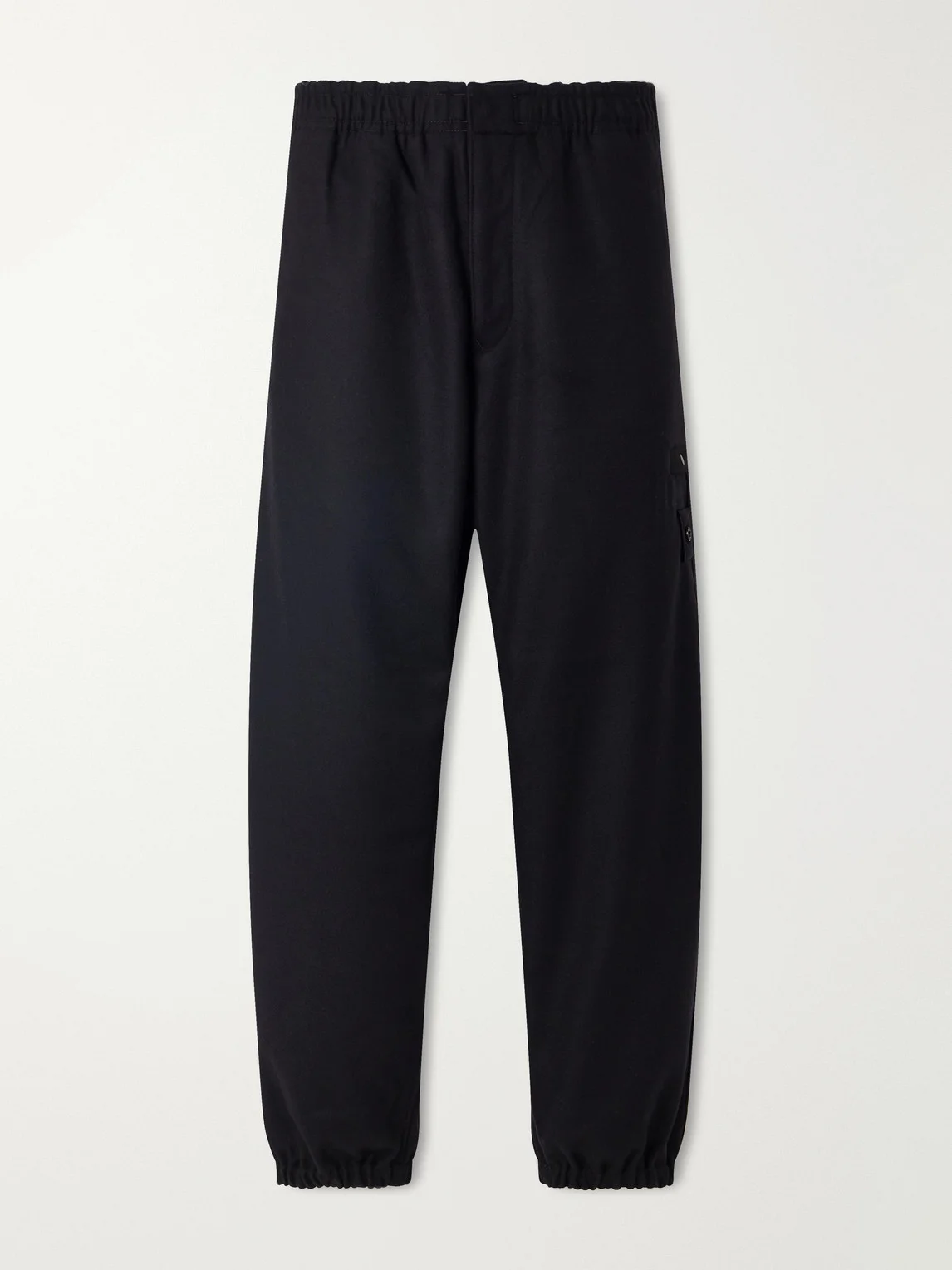 STONE ISLAND GHOST Tapered Wool and Nylon-Blend Flannel Drawstring Trousers - 1