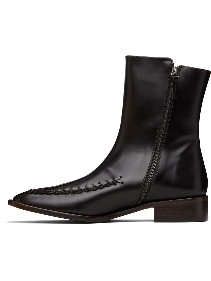 HEREU Brown Metla Polished Boots outlook