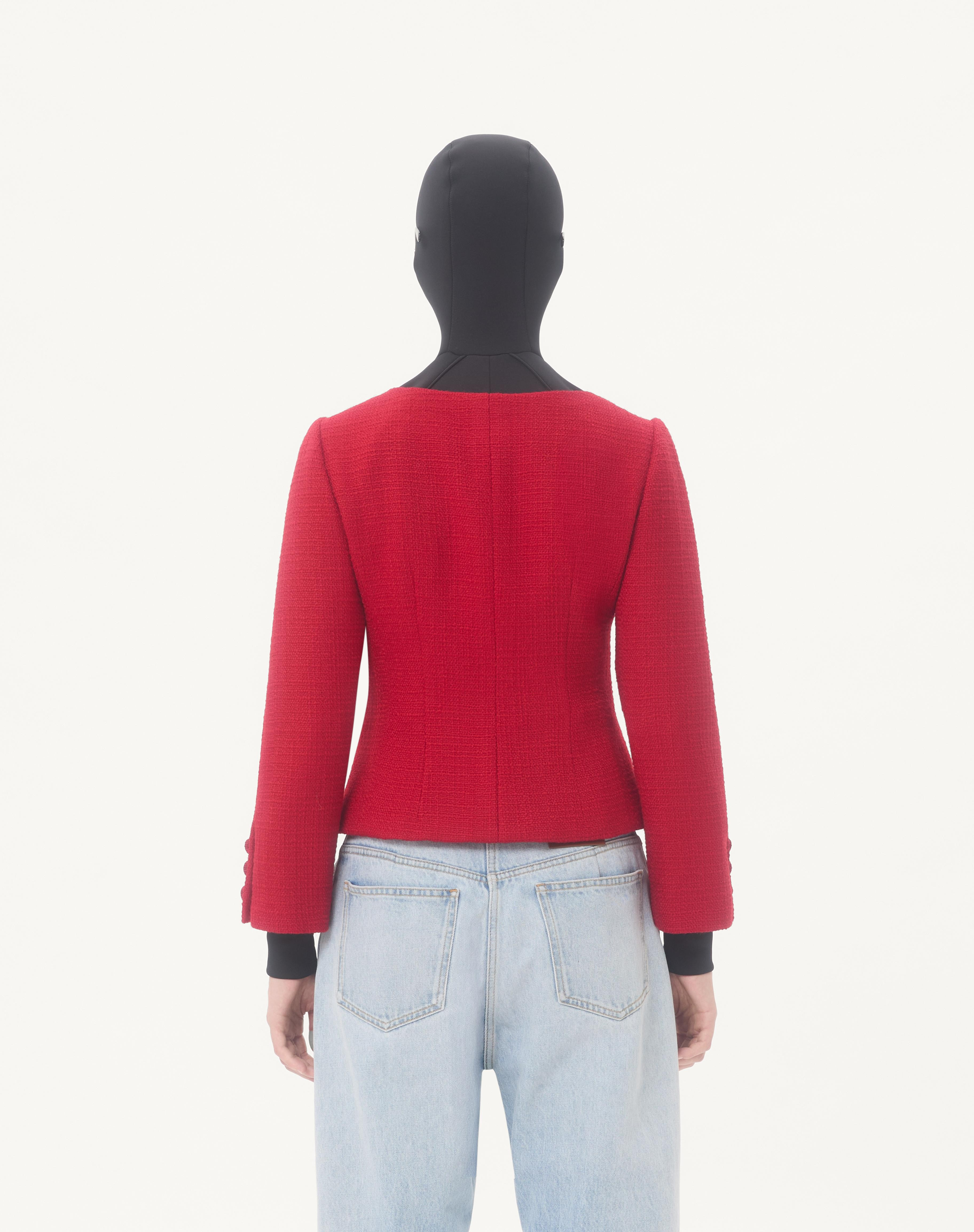 SHORT JACKET IN PLAIN WOOL TWEED - 7