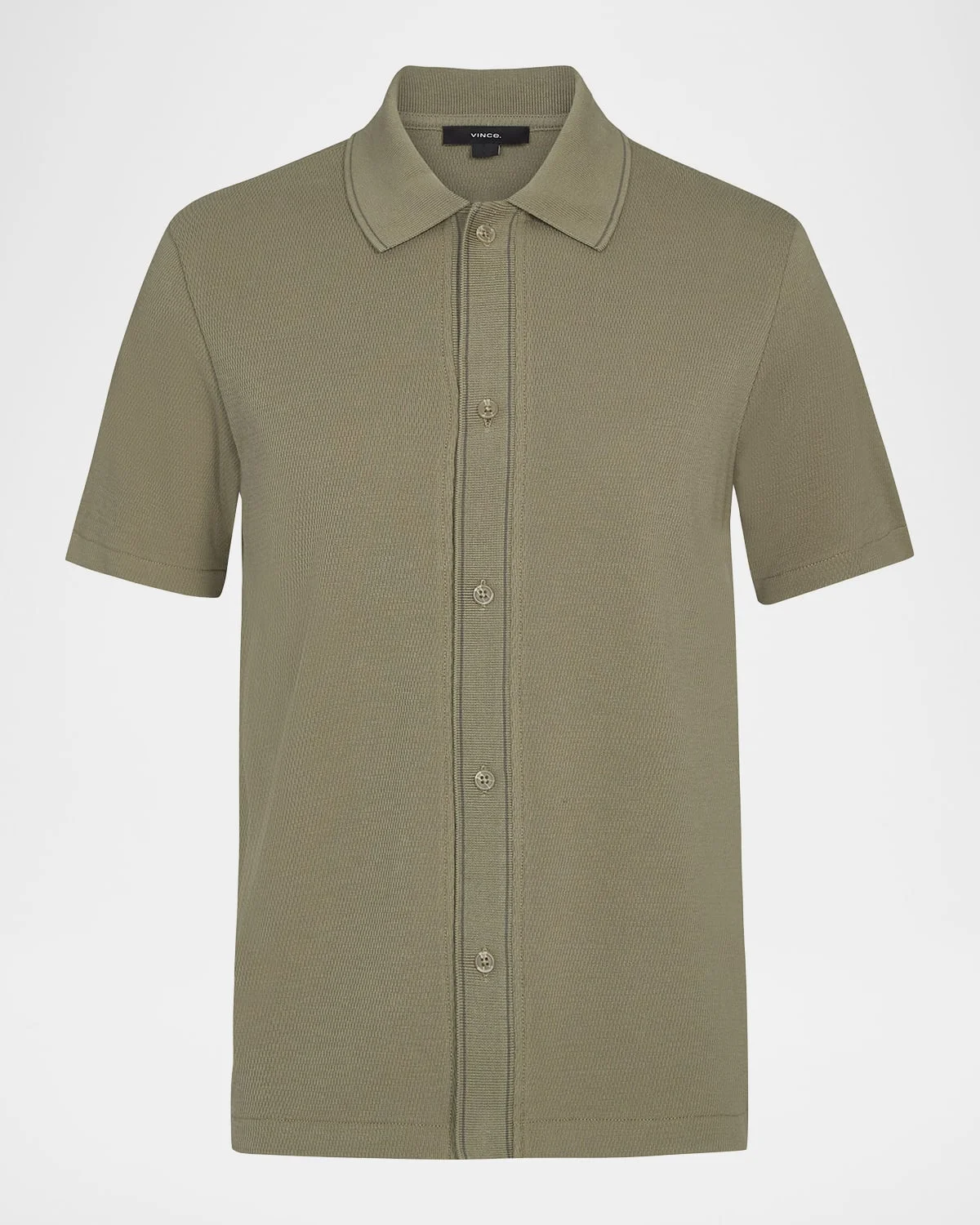 Men's Cotton Jacquard Knit Short-Sleeve Button-Down Shirt - 1