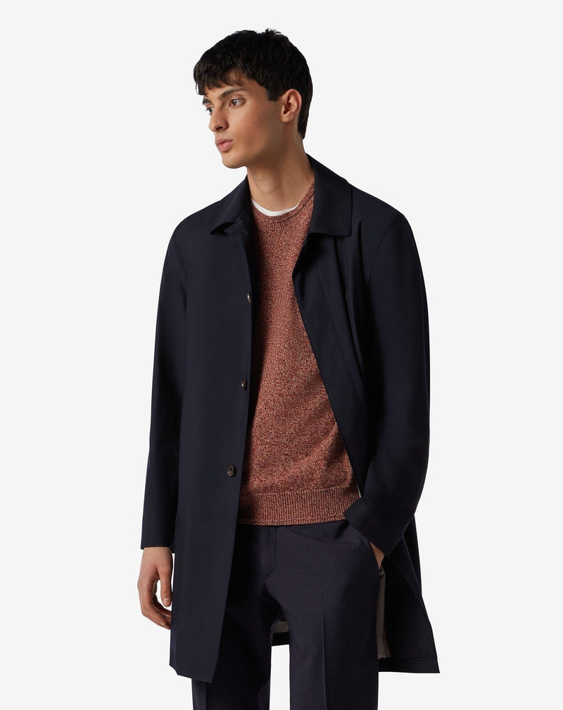 CORNELIANI Lined navy blue viscose blend trench coat outlook