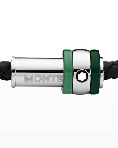 Montblanc Men's 1858 Ice Sea Green Braided Leather Bracelet outlook