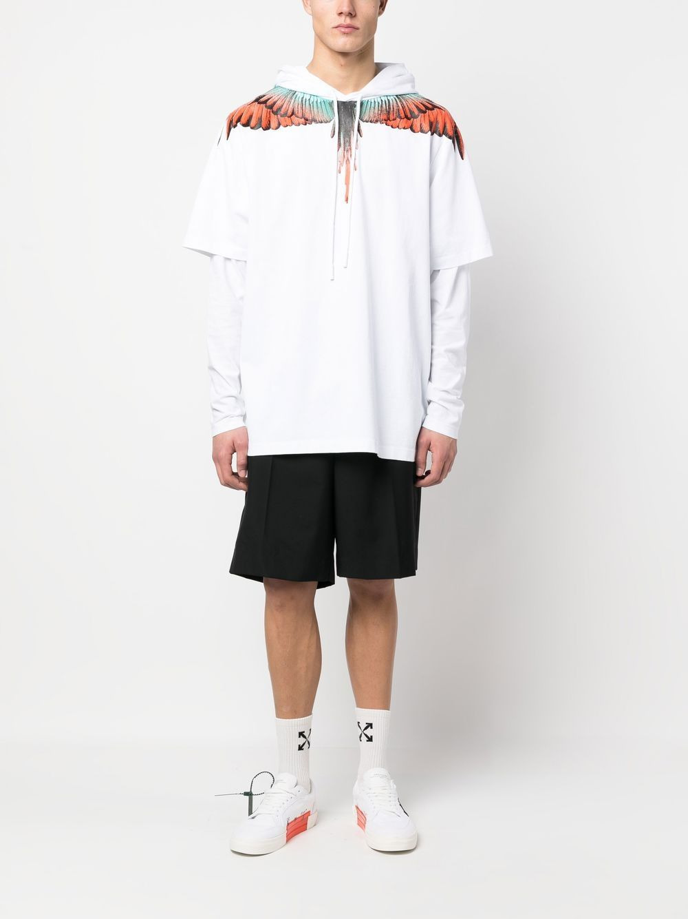 bird-print layered hoodie - 2
