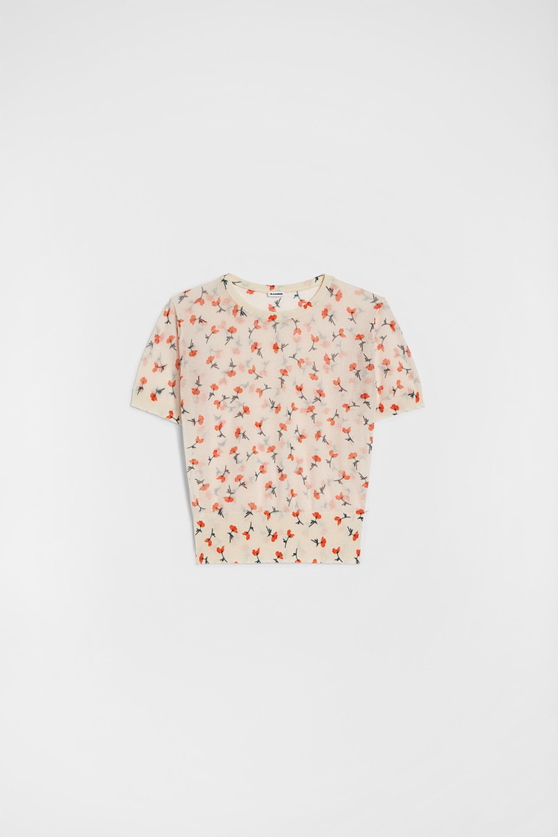 Cotton Blend Printed Knit T-Shirt 1