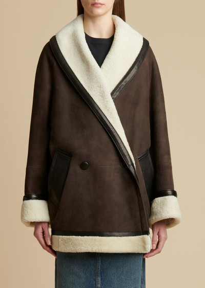 KHAITE The Layton Shearling Coat in Classic Brown outlook