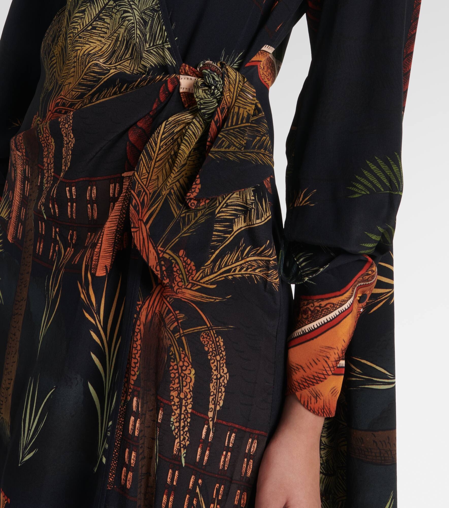 Printed silk wrap dress - 5