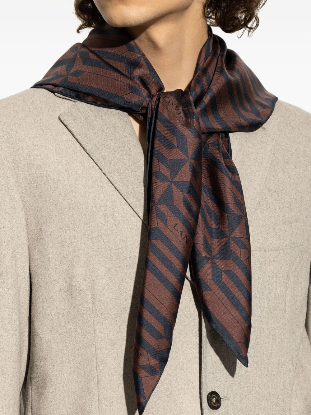geometric-pattern silk scarf - 2