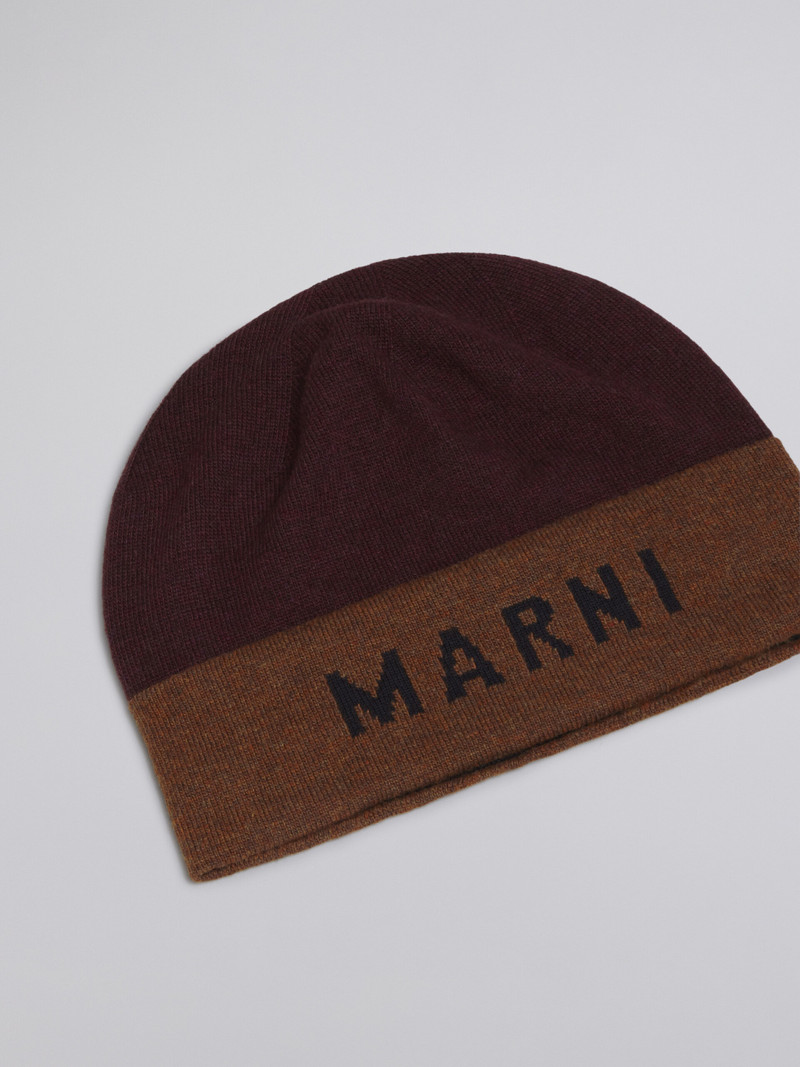 Marni BURGUNDY VIRGIN WOOL BEANIE WITH JACQUARD LOGO outlook