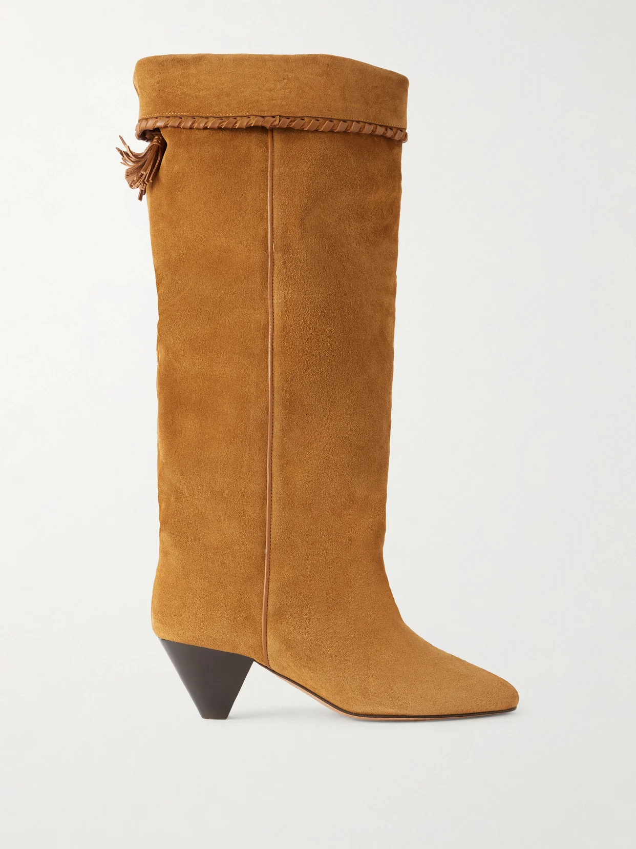 Elita Tasseled Leather-trimmed Suede Knee Boots - 1