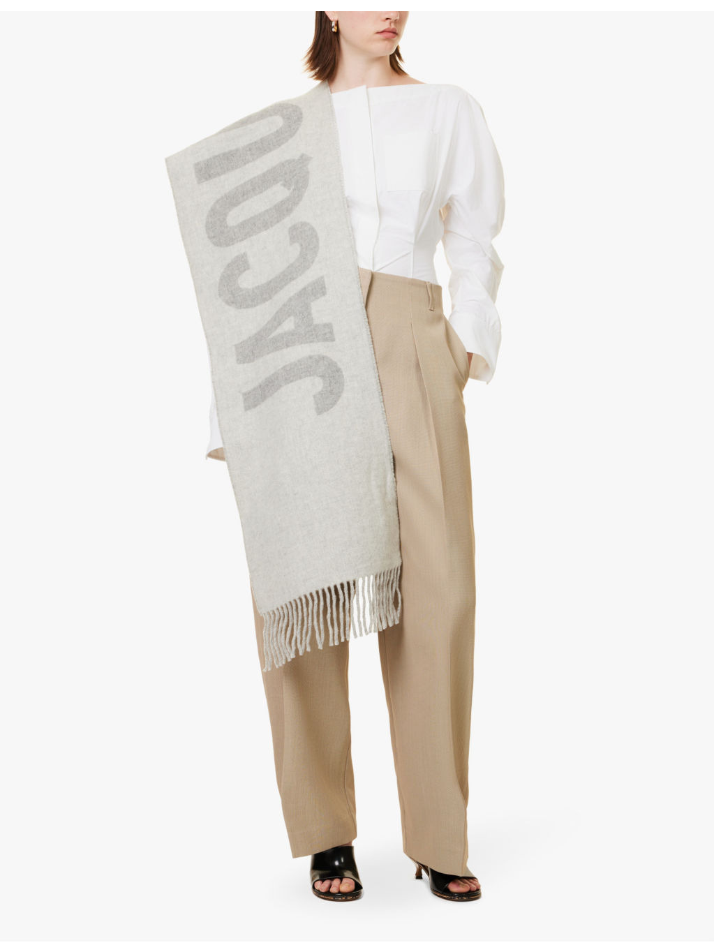 L'echarpe branded wool knitted scarf - 3