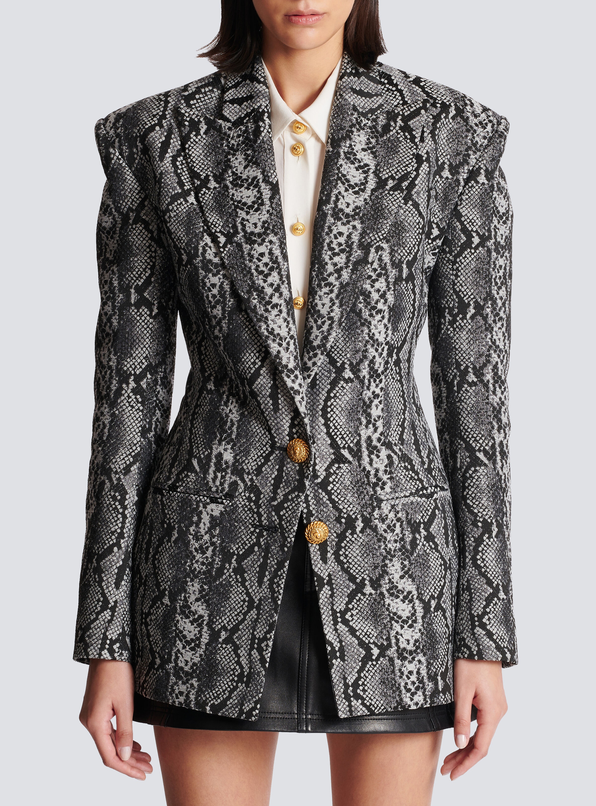 2-button jacquard snakeskin jacket - 5