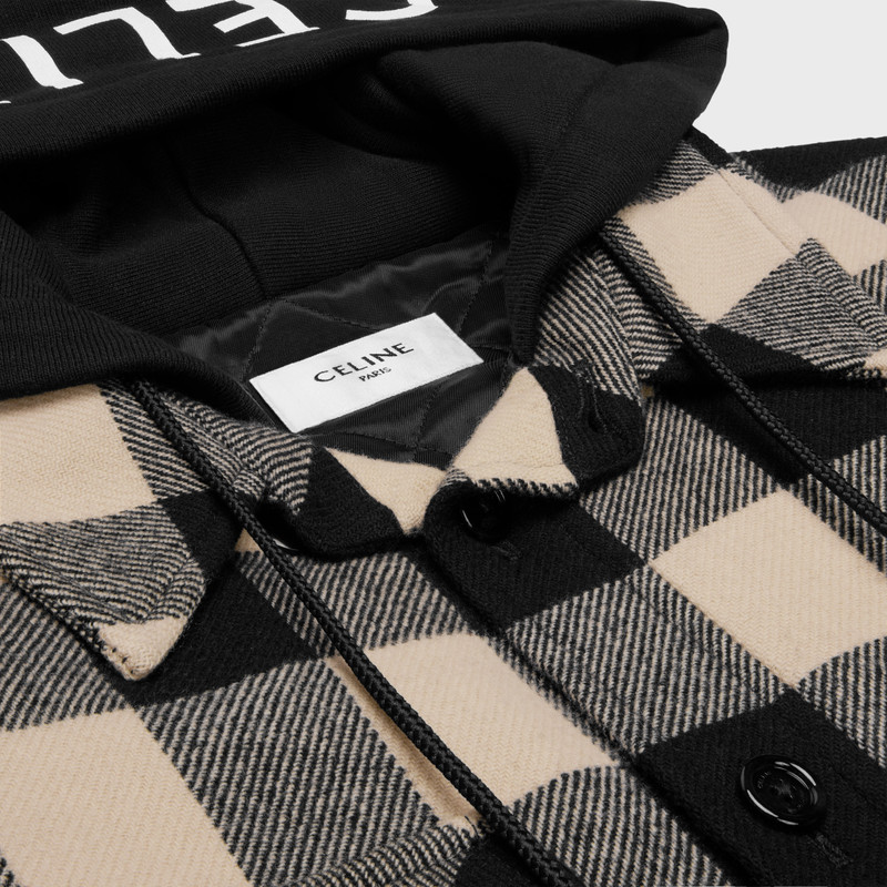 hooded overshirt in check wool 3