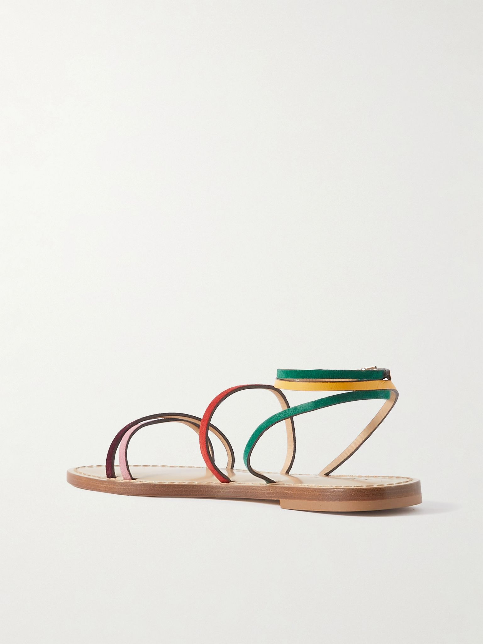 The Constantia leather-trimmed suede sandals Red - 3