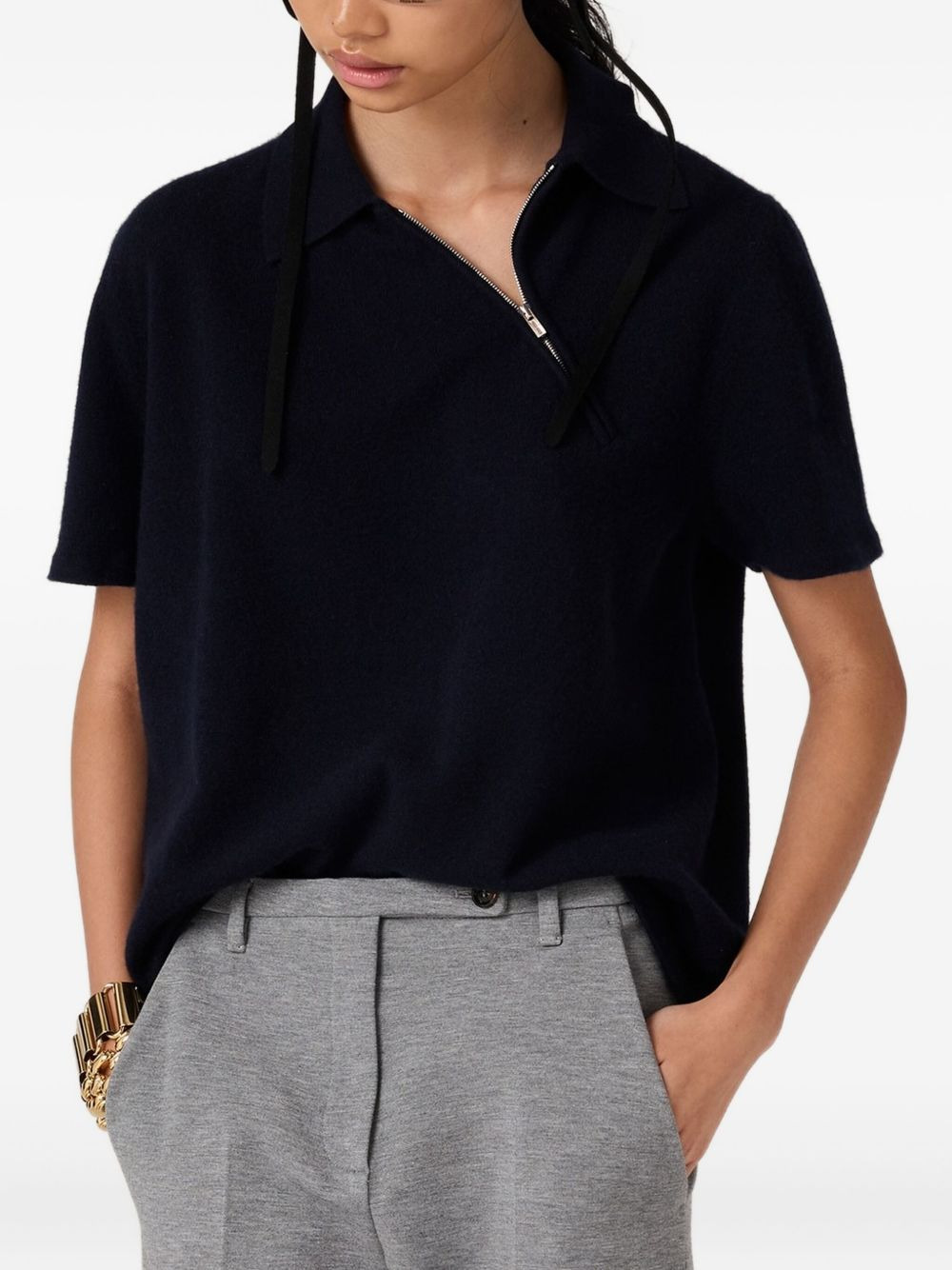 zip-front ribbed knit sweater - 3