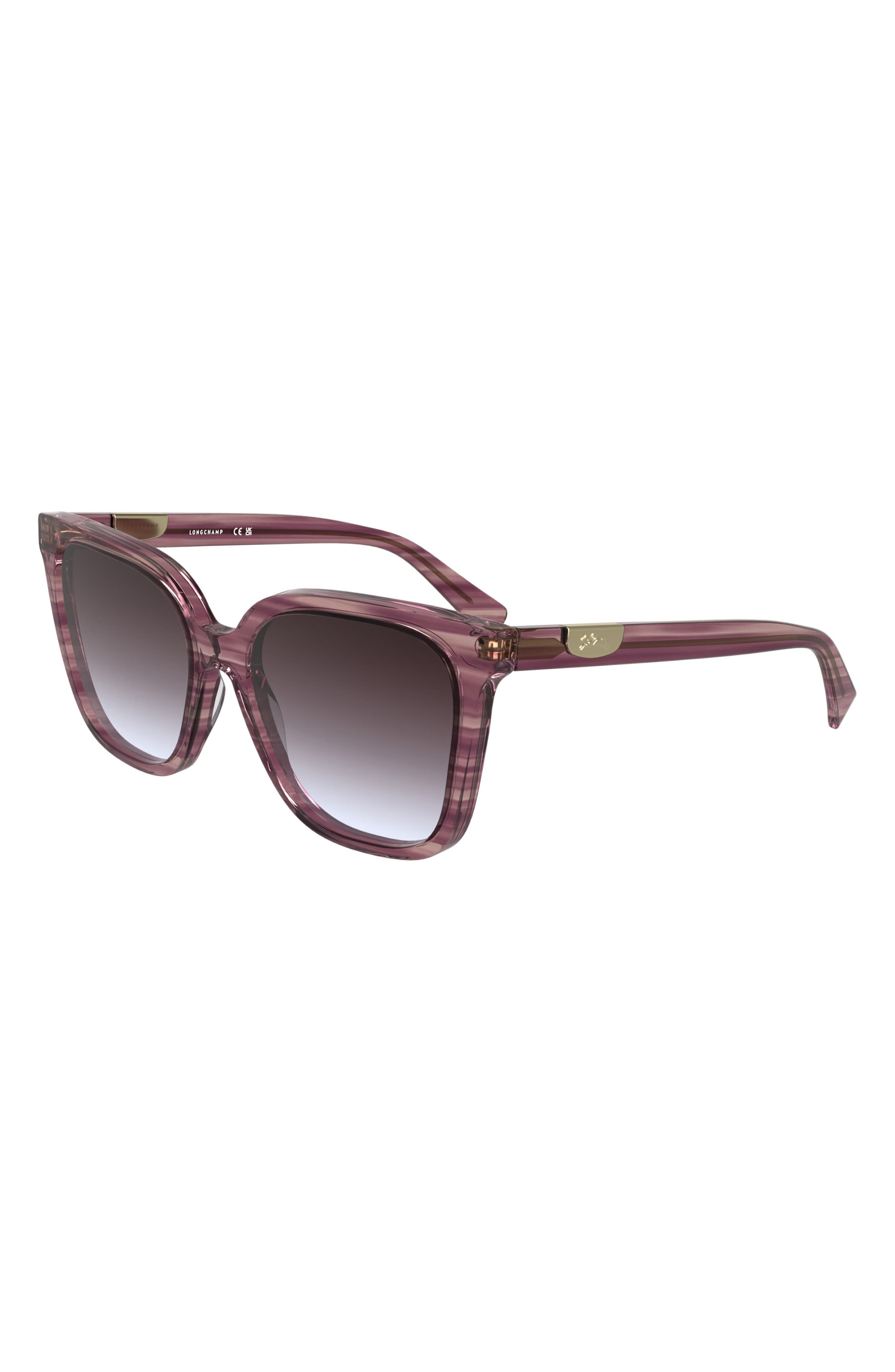 Longchamp Le Pliage 55mm Gradient Butterfly Sunglasses in Striped Purple at Nordstrom - 2