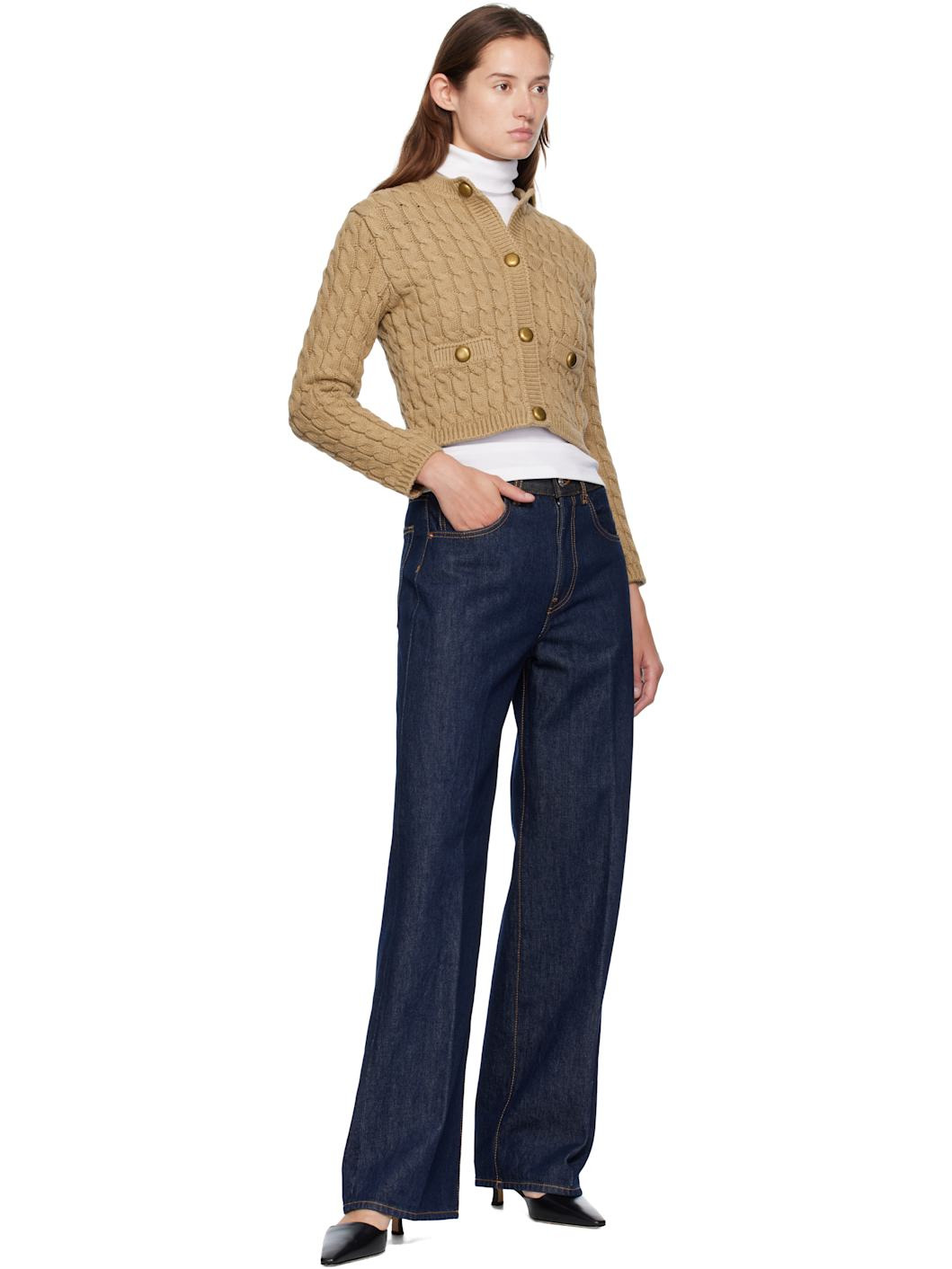 Beige Cotton Blend Cardigan - 5