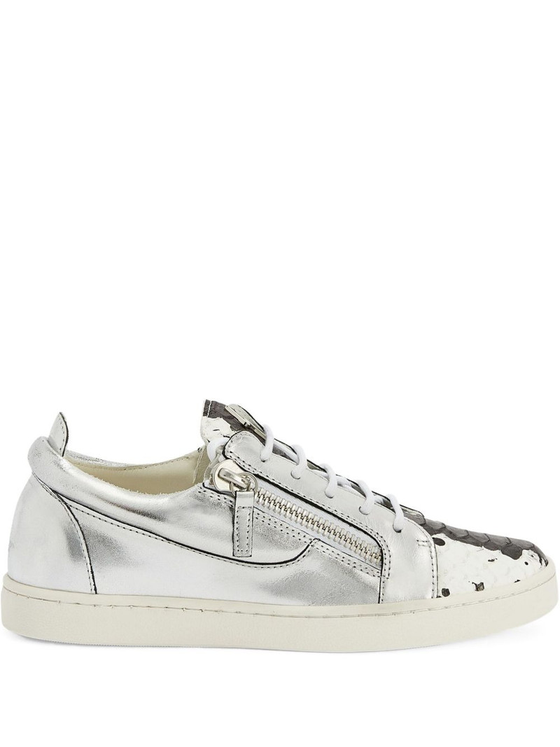 Nicki metallic-effect leather zip-detail sneakers 1