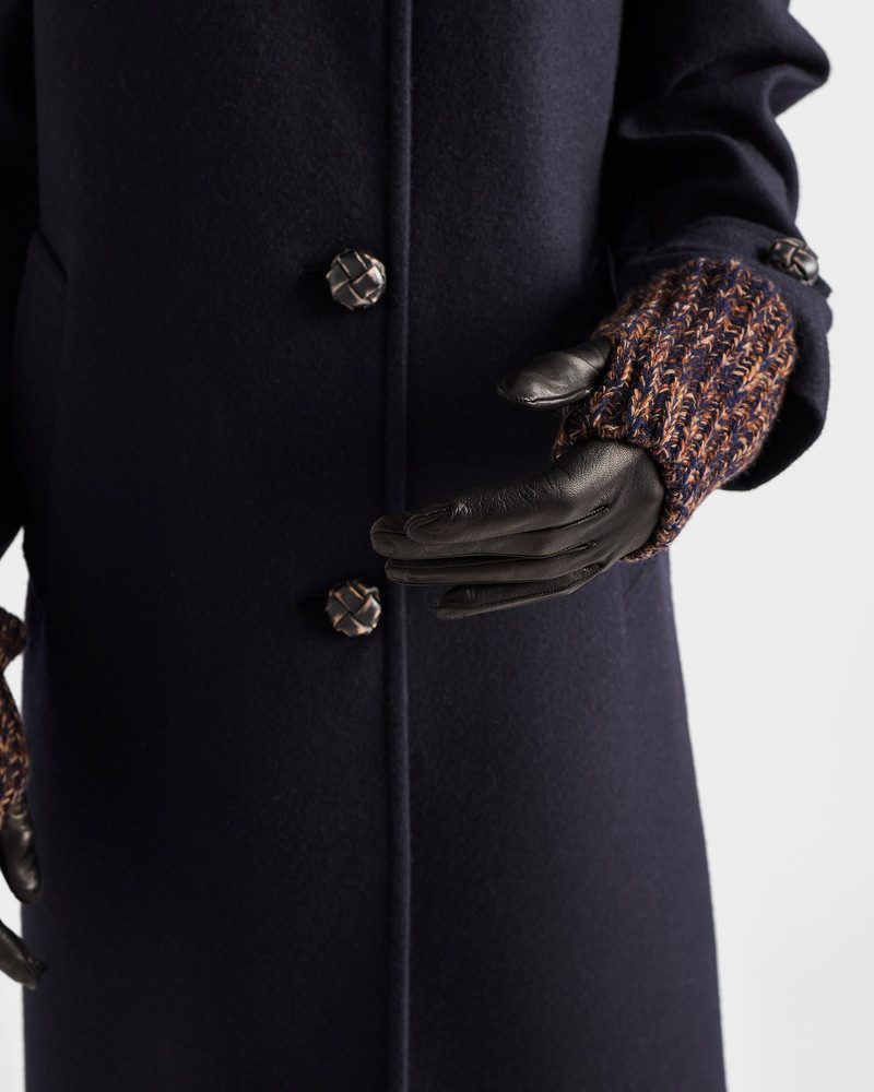 Prada Nappa leather and mélange knit gloves outlook