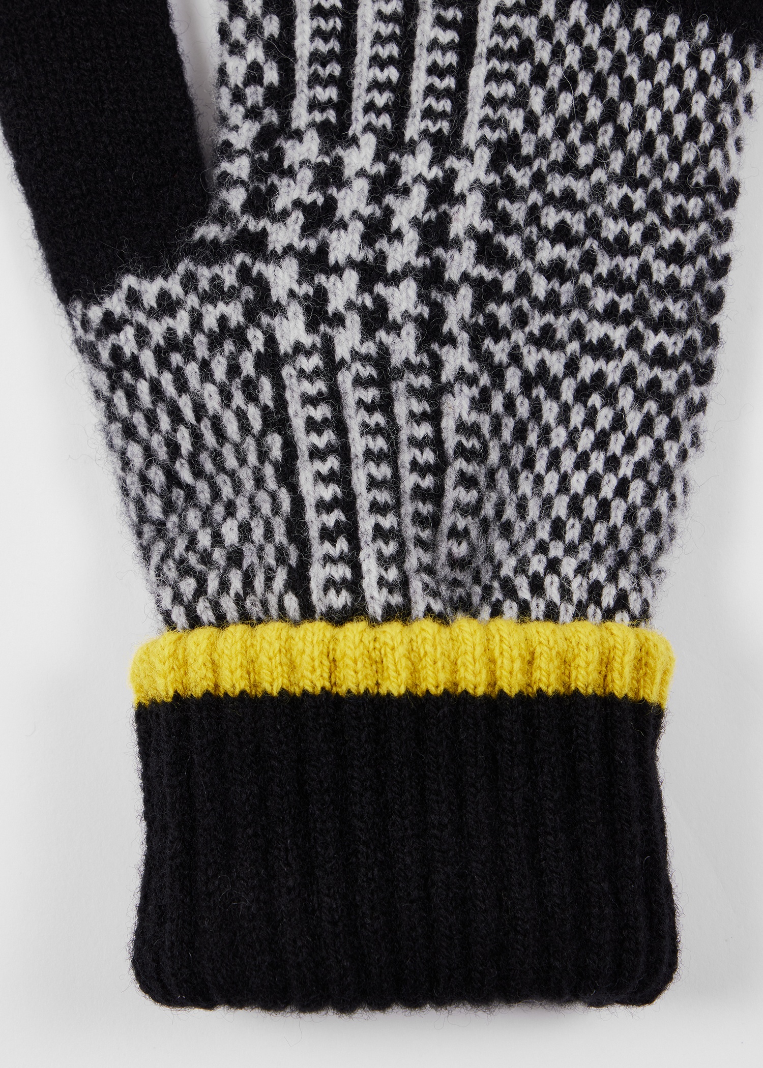 Women's Black Prince of Wales Check Gloves - 2