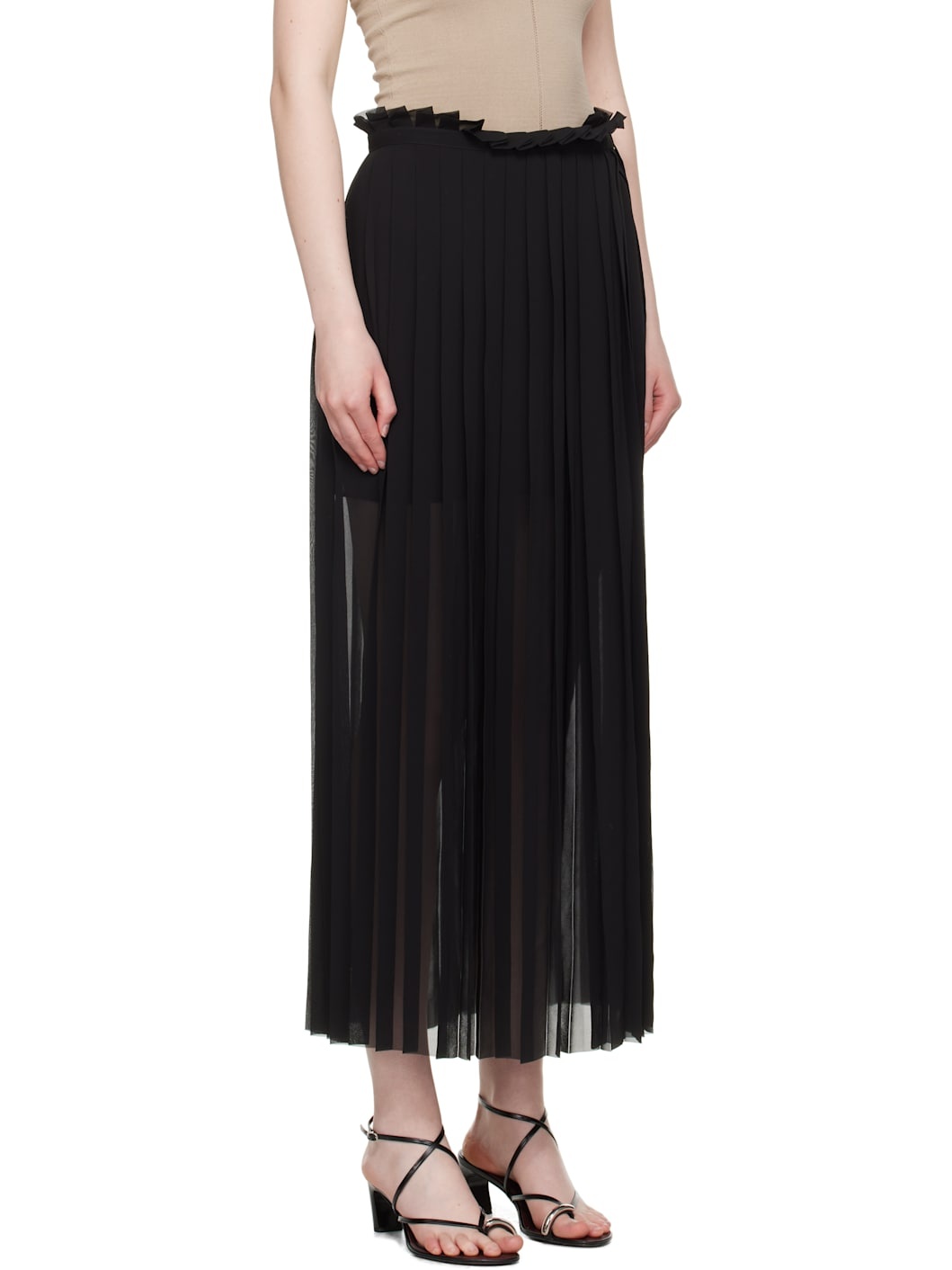 Black Pleated Midi Skirt - 2