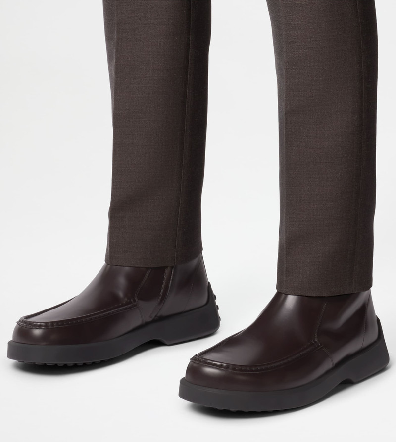 ANKLE BOOTS IN LEATHER - BURGUNDY 7