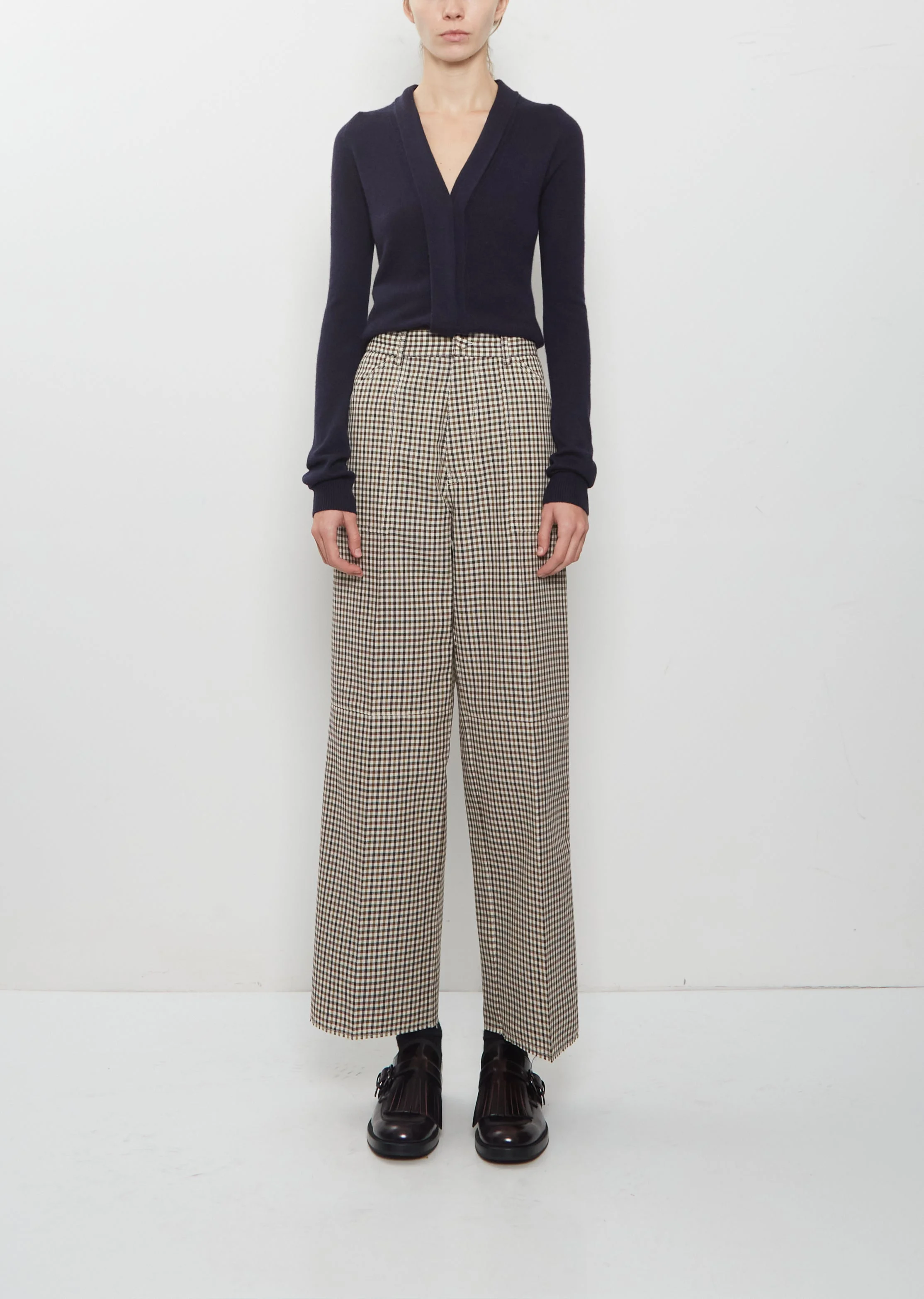 Check Tailoring Wool Trousers - 1
