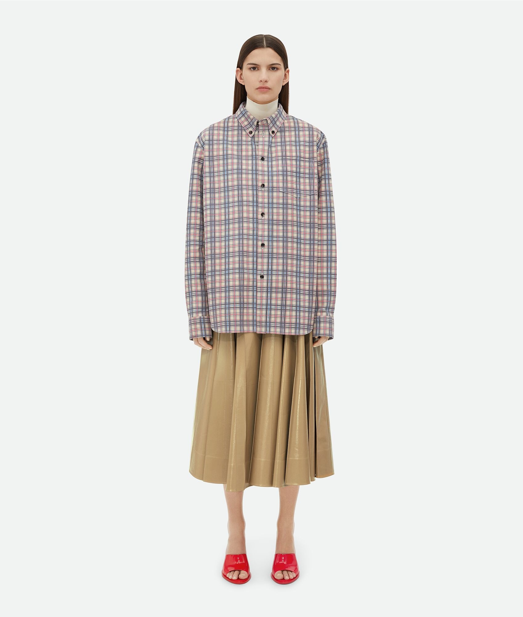 Printed Leather Checked Shirt - 4